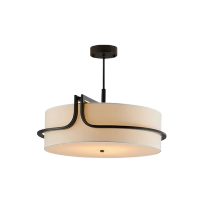 Modern LED-takpendel i tyg med svart ram – elegant för stora rum