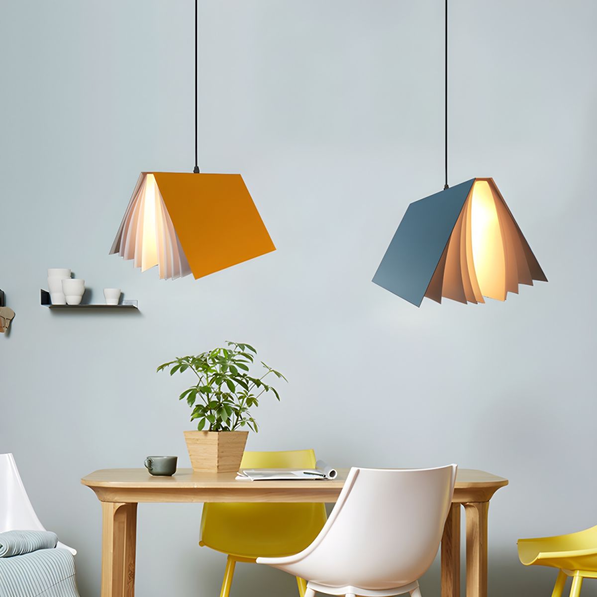 Kreativ bokformad takpendel färgglad modern barnrum lampa inredning