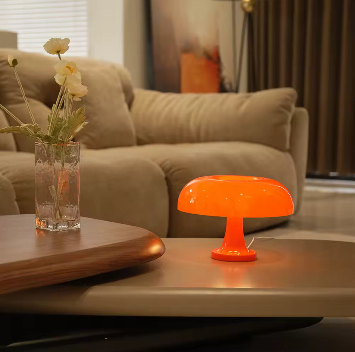 Svamplampa bordslampa med dansk design varmvit neutral och kallvit LED belysning