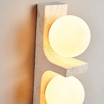 Arteglow | Art Deco vägglampa med natursten och frostat glas – elegant belysning