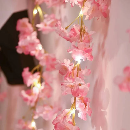 Blossomglow | 2M LED ljusslinga med 20 rosa körsbärsblommor – dekor för sovrum och fest
