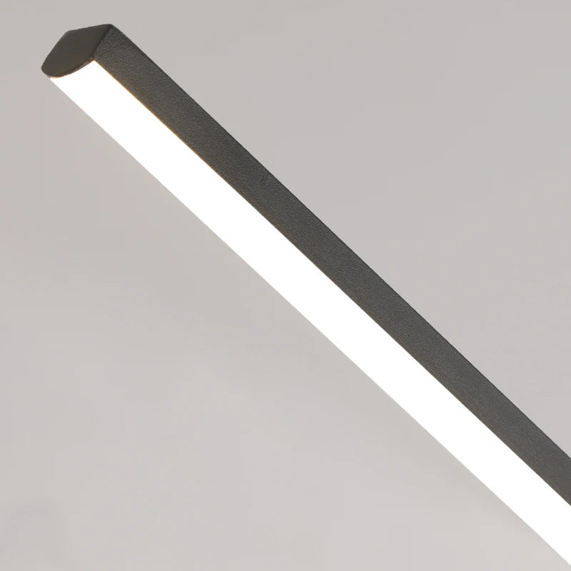 Modern lång LED takpendel i svart aluminium för kök matsal vardagsrum
