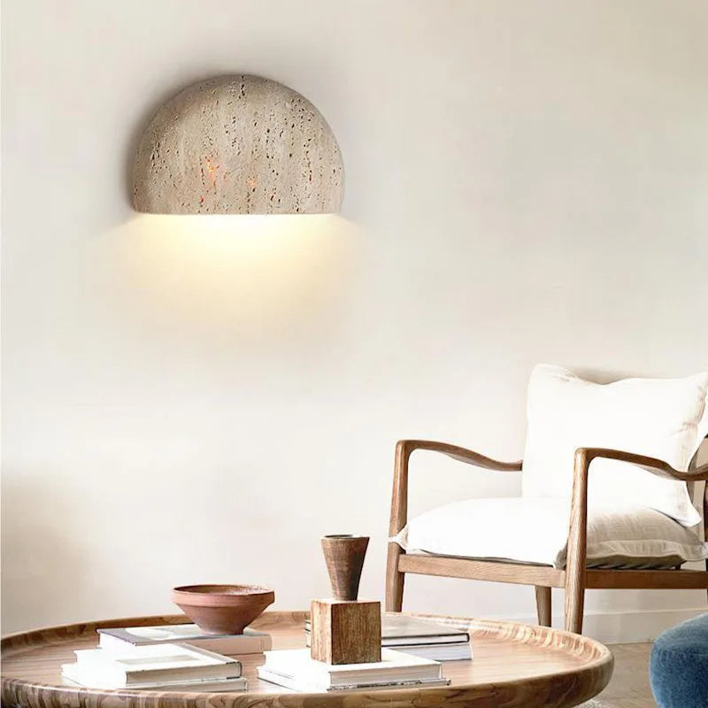 Wabi-sabi vägglampa i sten med G9 för sovrum vardagsrum hall korridor