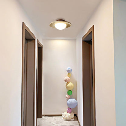 LED Taklampa i Gult Travertin – Nordisk Plafond i Naturlig Sten för Korridor och Hall