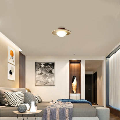 LED Taklampa i Gult Travertin – Nordisk Plafond i Naturlig Sten för Korridor och Hall