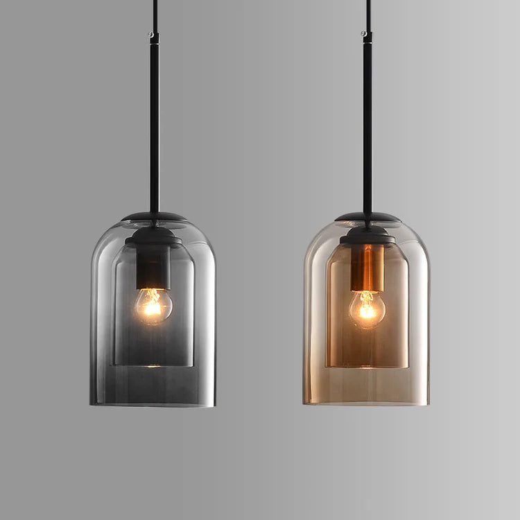 Modern pendellampa i glas med dubbel skärm och justerbar kabel för matsal och vardagsrum