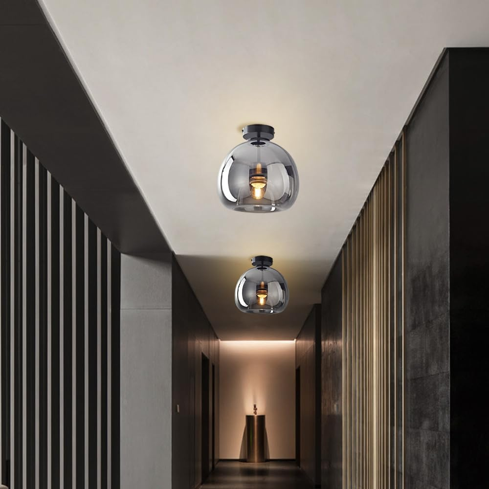 Modern taklampa i svart och guld med glasdetaljer – elegant LED plafond för vardagsrum, sovrum och matsal