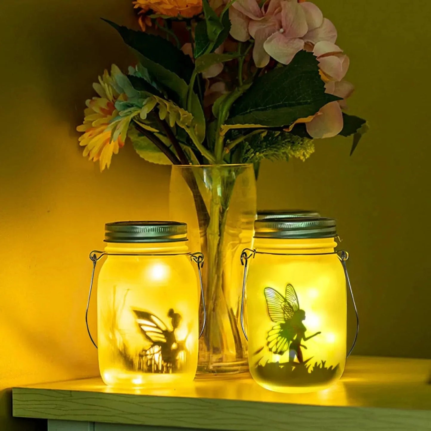 Sunglow | Solar Mason Jar-lykta – dekorativ solcellsbelysning för uteplats och gård