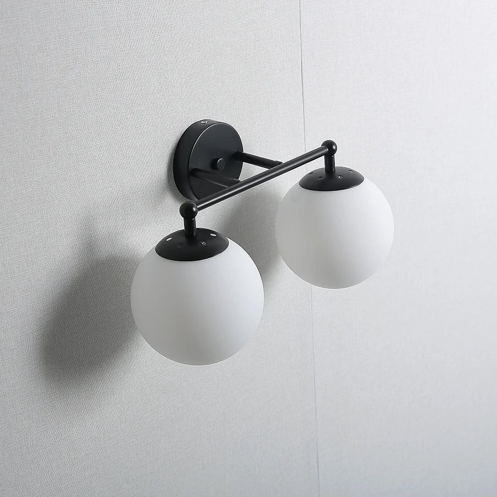 Nordic Vägglampa med Dubbel eller en Glasglob LED Svart Metall E27 Armatur