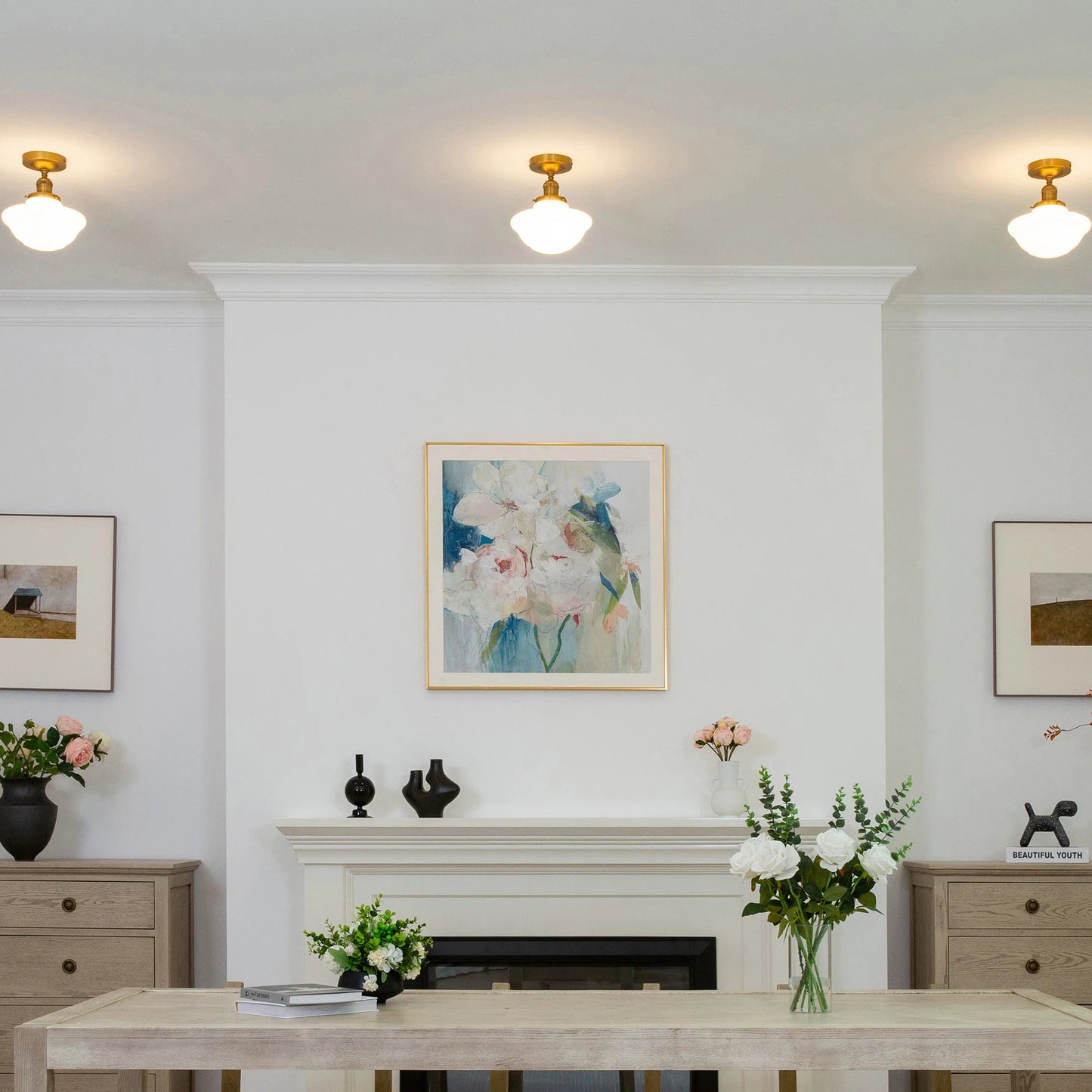 Plafondlampa i retro design med opalglas taklampa för kök hall sovrum vardagsrum