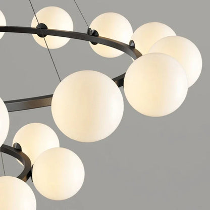 Lyxig ringformad LED taklampa med glasbubblor för vardagsrum matsal hall