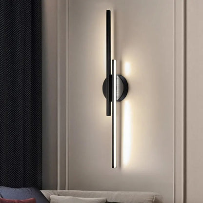 Modern svart LED vägglampa med dubbel linje för vardagsrum sovrum hall