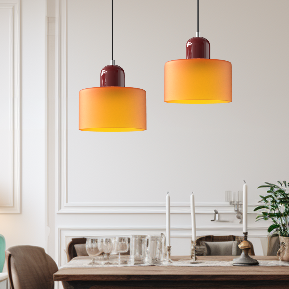 Modern pendellampa i färgat glas med geometrisk design