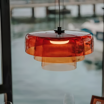 Nordisk färgad glaspendel med LED för matsal vardagsrum och bar