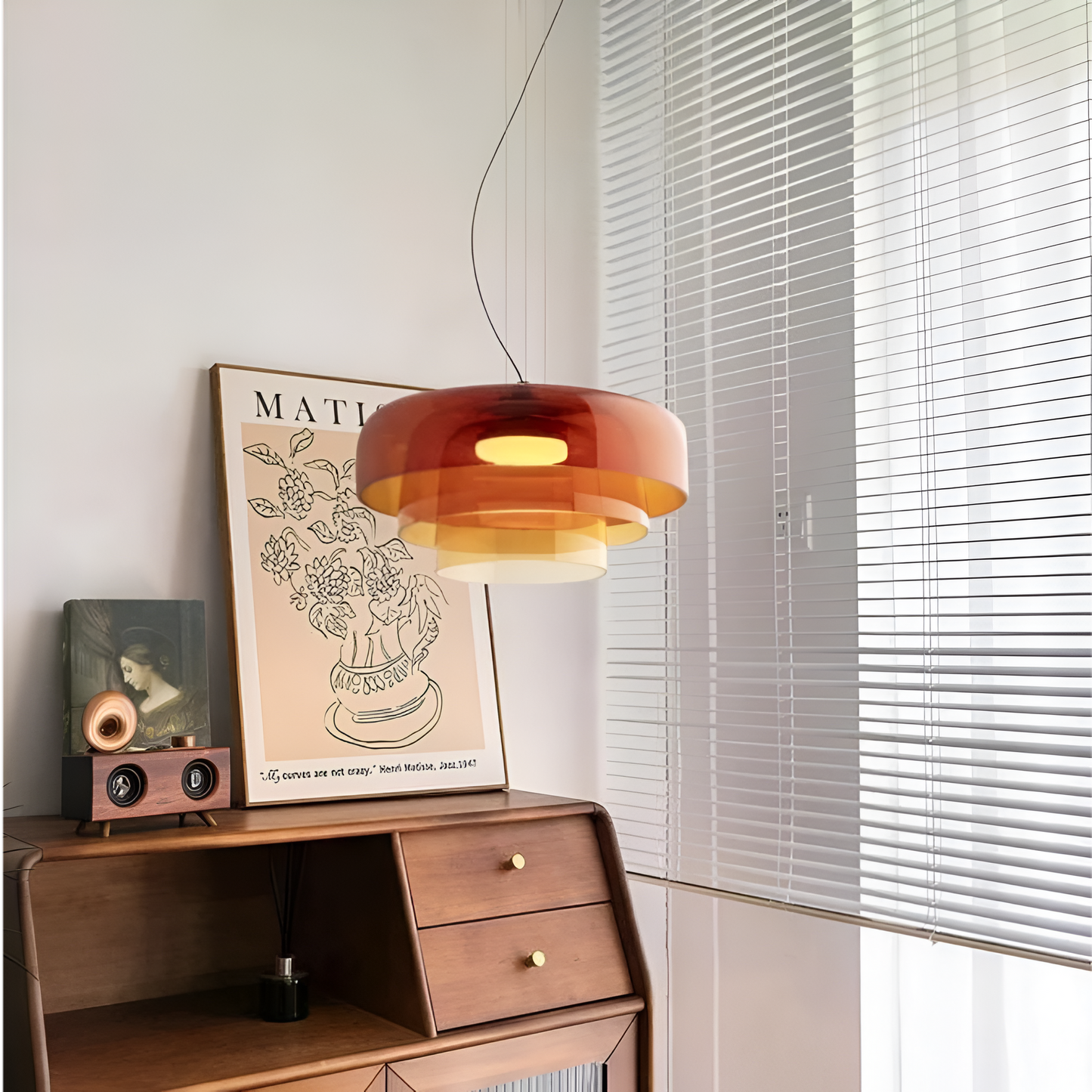 Nordisk färgad glaspendel med LED för matsal vardagsrum och bar