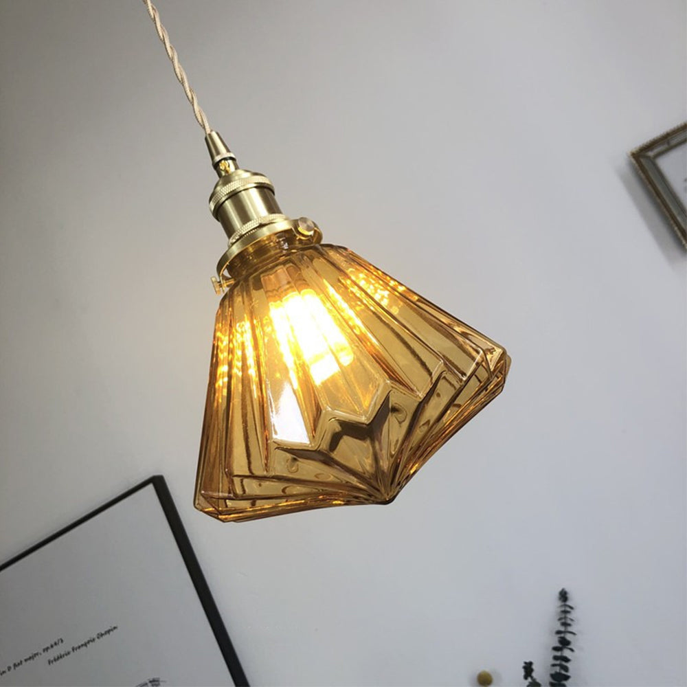 Modern diamantformad glaspendel med justerbar höjd för kök matsal vardagsrum