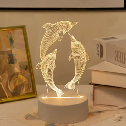 Delphina Glow | 3D nattlampa med delfindesign och färgstark dekorativ belysning