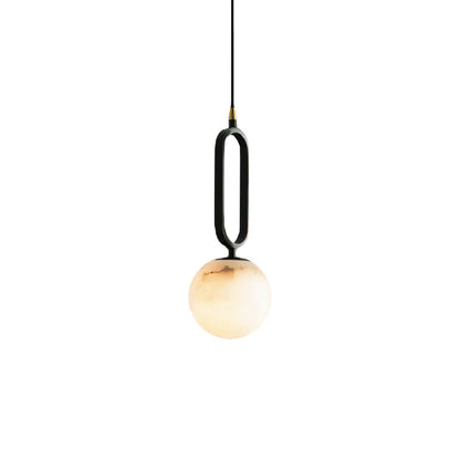 Alabaster pendellampa i oval ringdesign med dimbar LED för matsal vardagsrum och sovrum