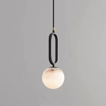 Alabaster pendellampa i oval ringdesign med dimbar LED för matsal vardagsrum och sovrum