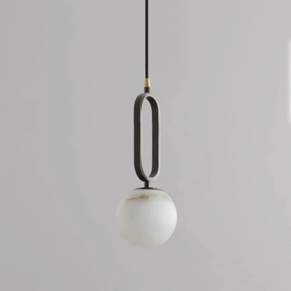Alabaster pendellampa i oval ringdesign med dimbar LED för matsal vardagsrum och sovrum