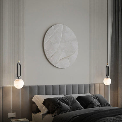 Alabaster pendellampa i oval ringdesign med dimbar LED för matsal vardagsrum och sovrum