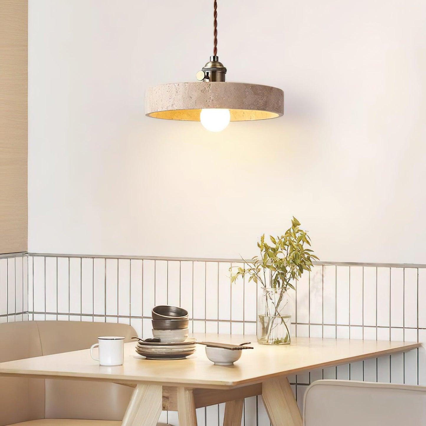 Modern stenpendellampa i wabi sabi stil för sovrum vardagsrum kök