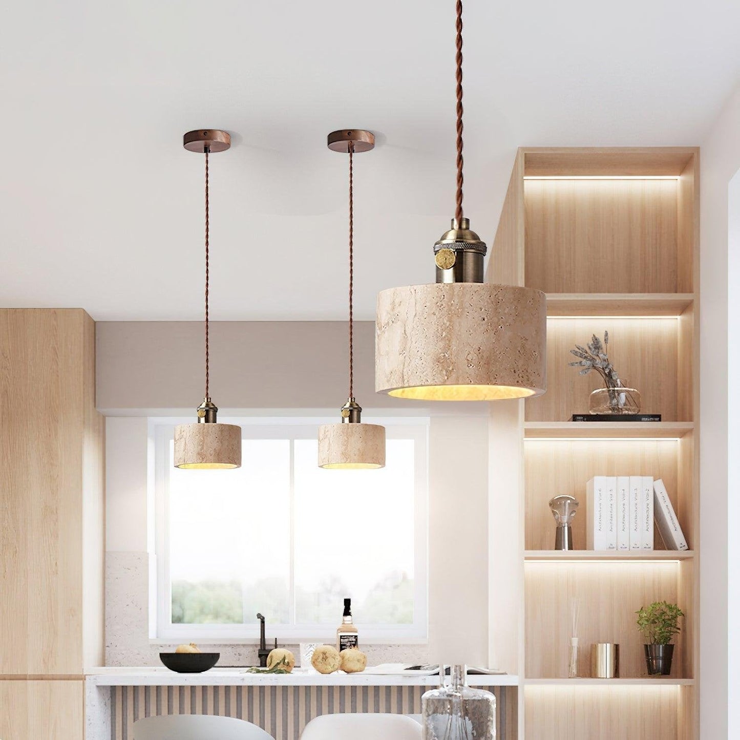 Modern stenpendellampa i wabi sabi stil för sovrum vardagsrum kök