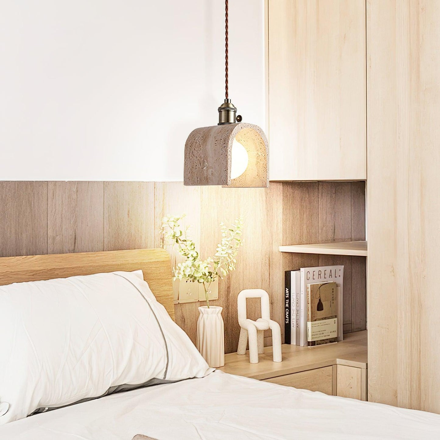 Modern stenpendellampa i wabi sabi stil för sovrum vardagsrum kök
