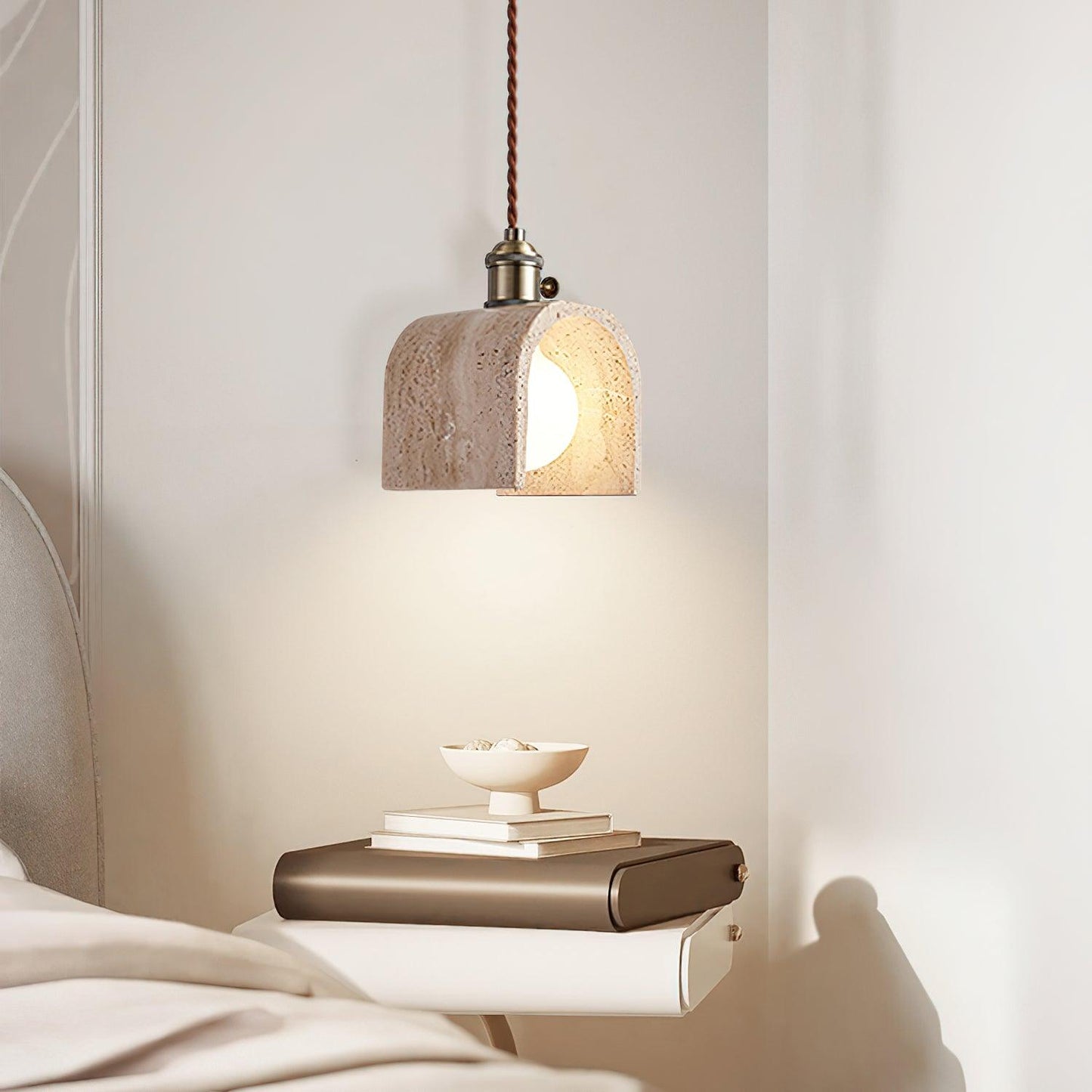 Modern stenpendellampa i wabi sabi stil för sovrum vardagsrum kök