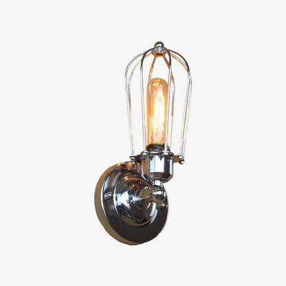 Vintage vägglampa i burdesign i metall med gyllene finish