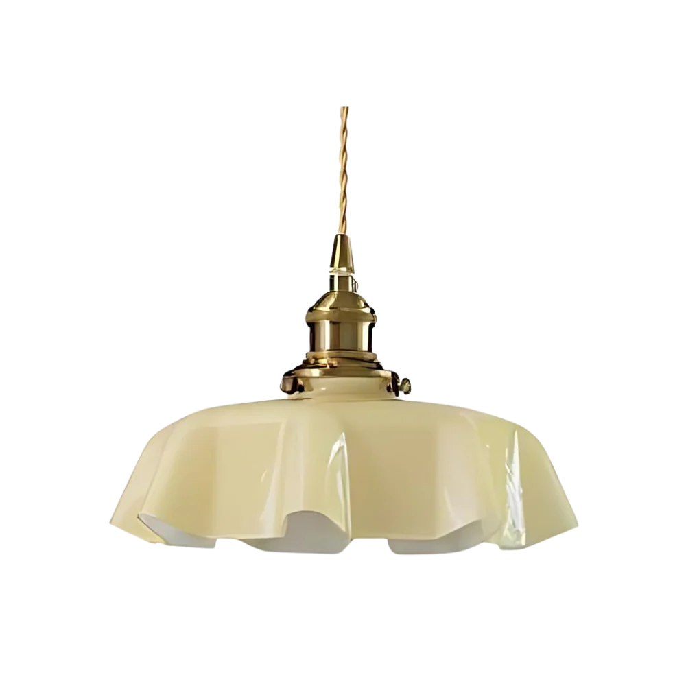 Retro pendellampa i glas och mässing med klassisk design för kök och matsal