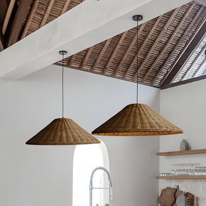 Handgjord rottinglampa i boho och japandi stil för kök vardagsrum matsal