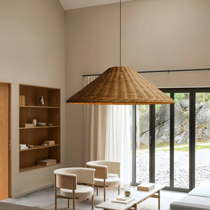 Handgjord rottinglampa i boho och japandi stil för kök vardagsrum matsal