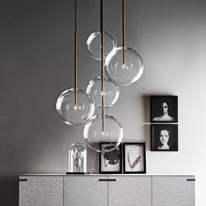Modern glasboll pendellampa LED taklampa för matsal sovrum kök