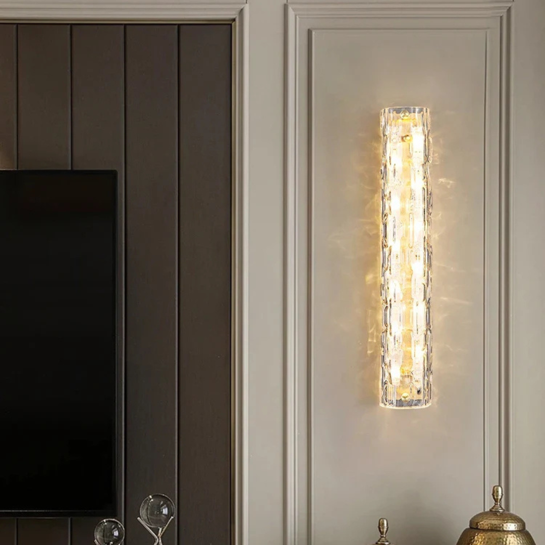 Modern vägglampa i koppar med kristall – lyxig minimalistisk LED-belysning för sovrum och vardagsrum