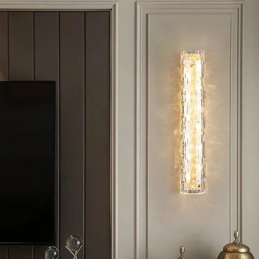 Modern vägglampa i koppar med kristall – lyxig minimalistisk LED-belysning för sovrum och vardagsrum