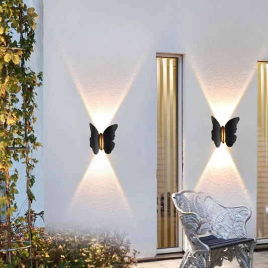 Vattentät fjärilsformad vägglampa i aluminium för utomhusbruk