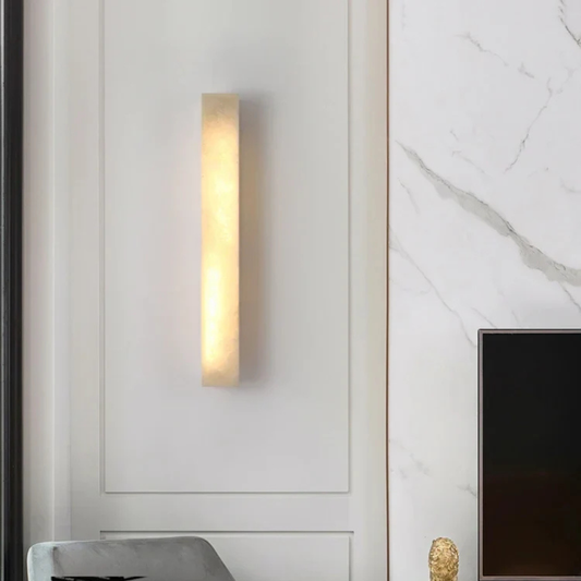 Modern vägglampa i marmor och koppar med justerbart LED-ljus för vardagsrum och hall