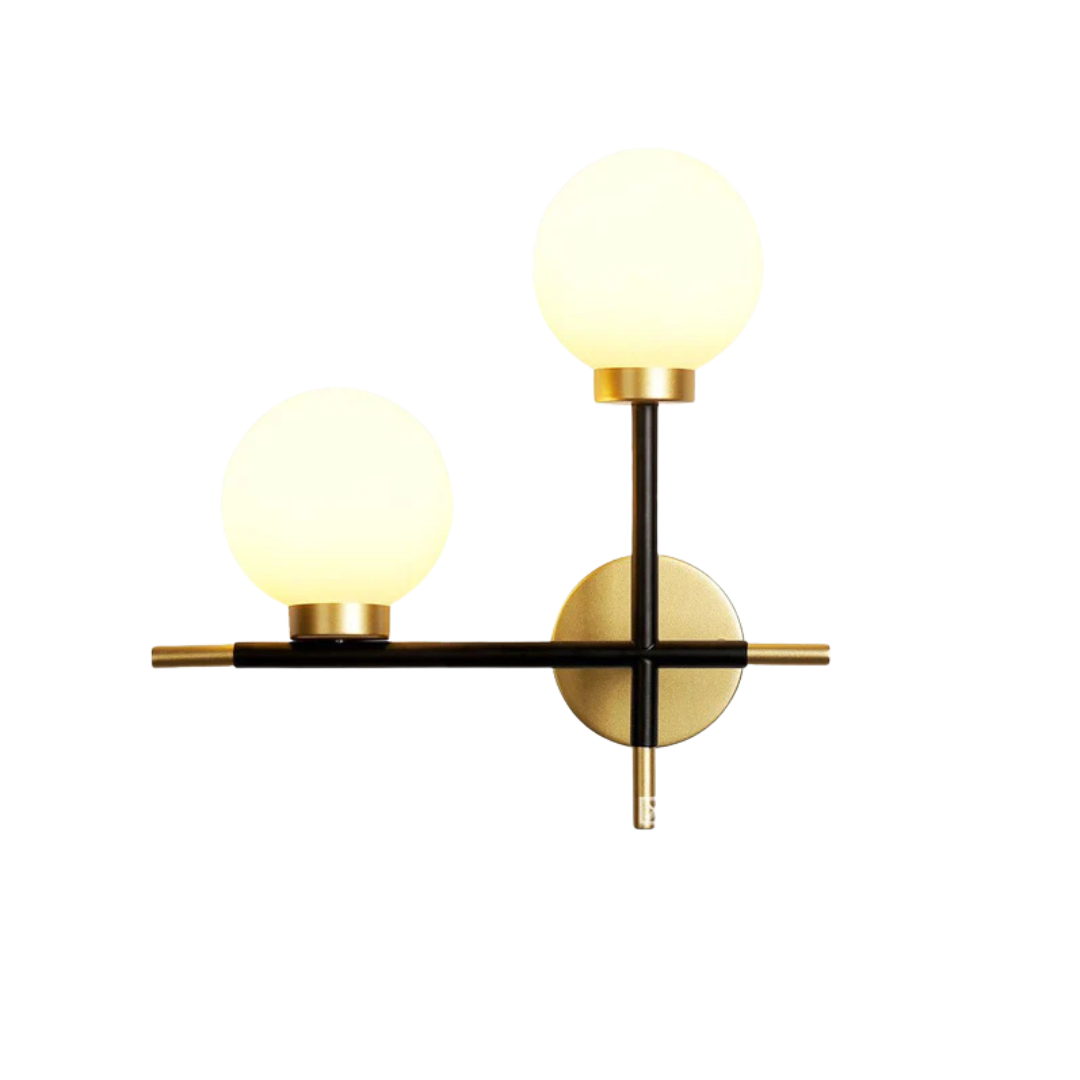 Vägglampa LED i metall med glaskupor och E27-fattning för vardagsrum