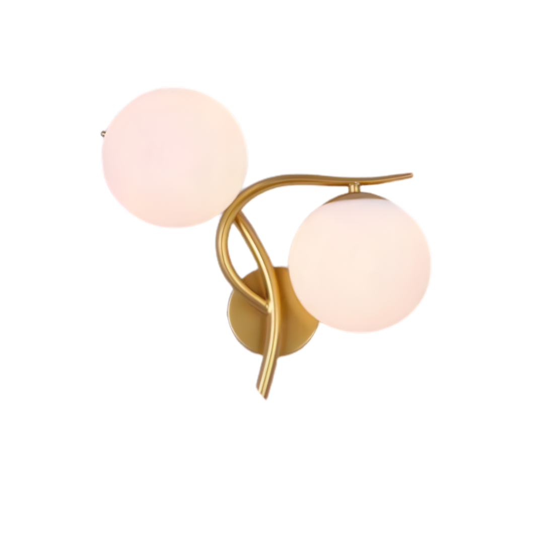 Vägglampa med dubbla glaskupor LED för vardagsrum och sovrum, svart/guld