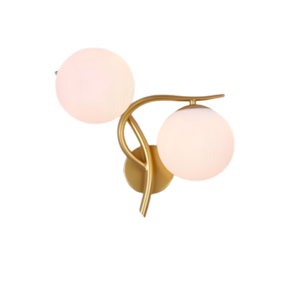 Vägglampa med dubbla glaskupor LED för vardagsrum och sovrum, svart/guld