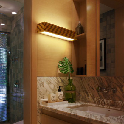 Rektangulär vägglampa LED i trä 50W med varm belysning för hemmet