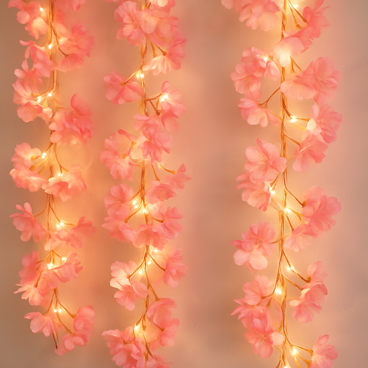 Blossomglow | 2M LED ljusslinga med 20 rosa körsbärsblommor – dekor för sovrum och fest