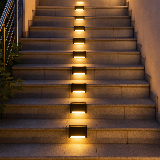Stepglow | Solcellsdriven LED trapp- och altanbelysning – vattentät för utomhusbruk