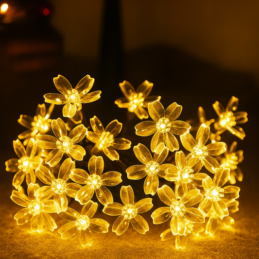 Blossomaura | Solcells körsbärsblomsljus – LED-slinga för trädgård och uteplats