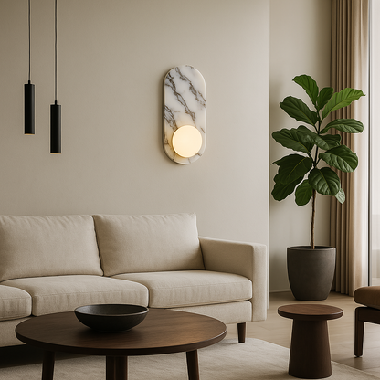 Modern vägglampa i marmor med runda glaskupor för vardagsrum sovrum hall