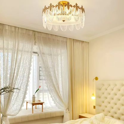 Blomformad glastaklampa i retrostil – lyxig koppar plafond för vardagsrum, matsal och