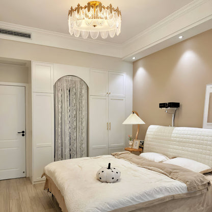 Blomformad glastaklampa i retrostil – lyxig koppar plafond för vardagsrum, matsal och