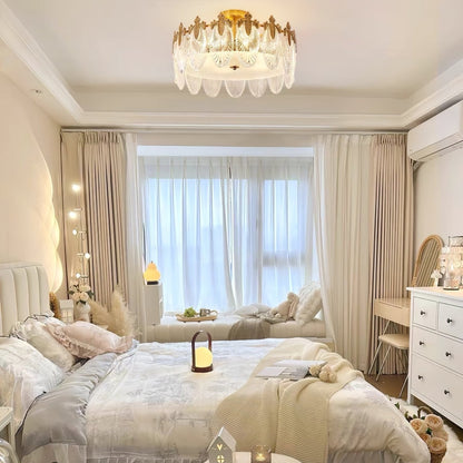 Blomformad glastaklampa i retrostil – lyxig koppar plafond för vardagsrum, matsal och