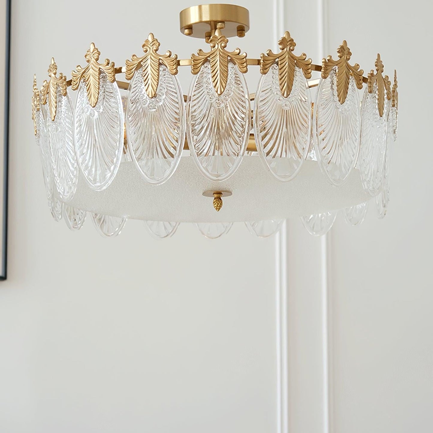 Blomformad glastaklampa i retrostil – lyxig koppar plafond för vardagsrum, matsal och